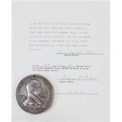 Martin Van Buren silver peace medal 76mm