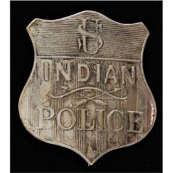 US Indian Police shield badge silver over brass