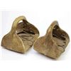 Image 2 : Pair rawhide wrapped Crow stirrups over wood
