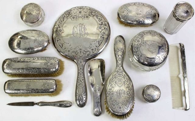 Victorian Ladies Sterling Silver Dresser Set