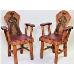 Matching pair Molesworth style keyhole chairs