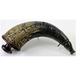 19th c. carved powder horn
