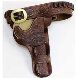 Floral carved double loop holster