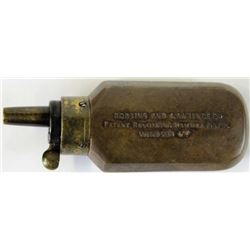 Original brass powder flask for cased Robbins