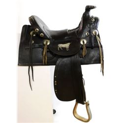 Antique square skirt saddle Sam Stagg rigged