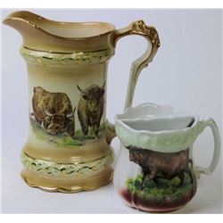 Collection of 2 pitcher and shaving mug