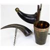 Image 1 : Collection of 3 antique horn items