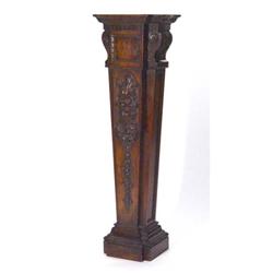 Good quality Victorian walnut pedestal with carved fruit,  swags and acanthas moulding, 135cm high