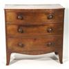 Image 1 : Victorian mahogany bow fronted chest of three drawers on splayed feet
