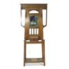 Image 1 : Oak Arts and Crafts hallstand with bevel edged inset mirror, a glove drawer and metal drip trays
