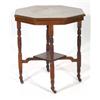 Image 1 : Victorian mahogany octaganal occasional table on turned supports with undertier