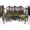 Image 1 : Set of ten good quality reproduction mahogany shield shaped dining chairs with wheatsheaf backs, uph