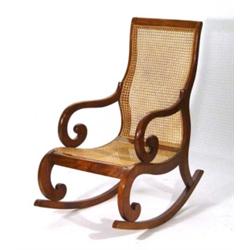 Victorian mahogany rocking chair with re-caned seat and back