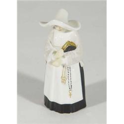 Hand painted Royal Worcester candle snuffer 'The Nun', marks to interior, 11cm high