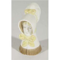 Hand painted Royal Worcester candle snuffer 'Young Girl', marks to interior, 9cm high