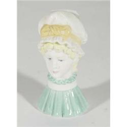 Hand painted Royal Worcester candle snuffer 'Mob Cap', marks to interior, 10cm high
