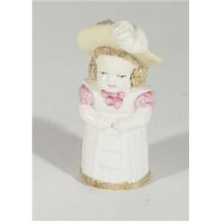 Hand painted Royal Worcester candle snuffer 'Feathered Hat', marks to interior, 9cm high
