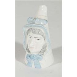 Hand painted Royal Worcester candle snuffer 'Mrs Caudle', marks to interior, 8cm high