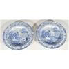 Image 1 : Two early 19th century Spode ribbon plates, transfer printed with blue and white castle scenes, impr