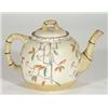 Image 1 : Victorian pottery teapot with simulated bamboo handle and spout, hand painted and relief moulded wit