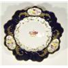 19th century pottery plate, hand painted with panels of flowers onto a cobalt blue ground, 24cm diam