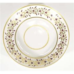 Early 19th century Spode sandwich plate, hand painted and gilded with a band of stylised leaves, mar