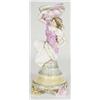 Large Victorian French porcelain lustre centerpiece modelled as a young woman in a flowing dress clu