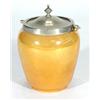 Image 1 : Moorcroft orange lustre glazed biscuit barrel with silver plated mount, impressed marks to base, 23c