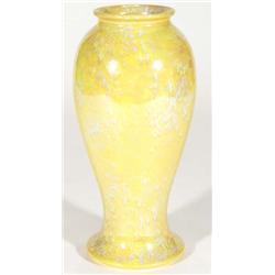 Ruskin pottery vase decorated with a yellow and white iridescent glaze, impressed marks and dated 19