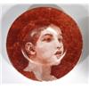 Minton porcelain plate, hand painted in reds with a young woman, impressed mark to base, 26cm diamet