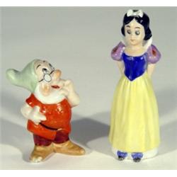 Hand painted Walt Disney Snow White toothbrush holder and a Doc dwarf toothbrush holder, marks to ba