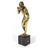Gilt bronze figurine 'Thirsty',signed V. Seifert, a nude woman drinking from a bowl on a square blac