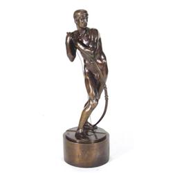 Bronze figure signed A. Pessina, of a nude athletic man stretching a longbow, 1932 to base, 38cm hig