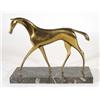 Stylised gilt bronze horse on a rectangular white veined black marble base, 32cm high