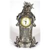 Unusual large Art Nouveau silver plated mantelclock, modelled as Madonna holding a child and panels