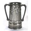Libertys Tudric twin handled vase, relief moulded with stylised leaves entitled 'For Old Times Sake'