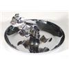 Chrome Art Deco Mack bulldog mascot on a chrome ashtray base, 18cm diameter