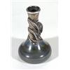 Image 1 : Iridescent Art Nouveau style bottle vase with unmarked silver mount, relief moulded with leaves, 9cm