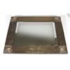Rectangular hammered copper Arts and Crafts style bevel edged mirror with rivetted corners, 55cm hig
