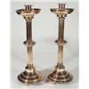 Image 1 : Large pair of Victorian reeded copper Arts & Crafts style candlesticks with drip trays, 52cm in leng