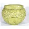 Green glazed Burmantofts faience jardiniere, relief moulded with flowers and leaves, impressed marks