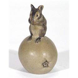 Poole pottery Barbara Lynley Adams mouse on an apple, impressed mark to base, 14cm high