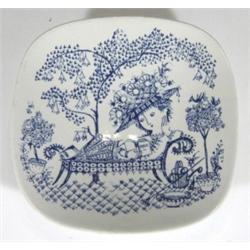 Square Nymolle dish, decorated with 'Siesta' pattern by Bjorn Wimblad, marks to base, 15cm in length