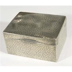 Hammered pewter Libertys Tudric cigarette box, numbered 1021 and Liberty marks to base, 6cm high