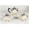 Image 1 : Circular silver plated three piece Art Deco style flat sided teaset, largest 18cm high