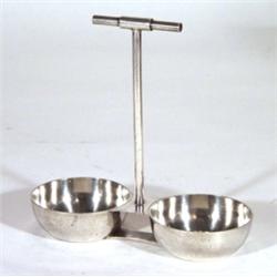 Elkington Christopher Dresser style silver plated Arts and Crafts condiment holder, marks to base, 1