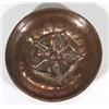 Image 1 : Circular copper hammered Arts and Crafts 'Rose' design dish, 15cm diameter