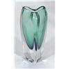 Image 1 : Whitefriars triangular blue and clear glass vase, 21cm high