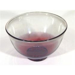 Orrefors clear and ruby glass bowl, etched 'Orrefors Expo base, 12cm high