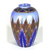 Image 1 : Hand painted Clews Chameleonware ovoid shape vase, decorated with brown and blue flame pattern onto